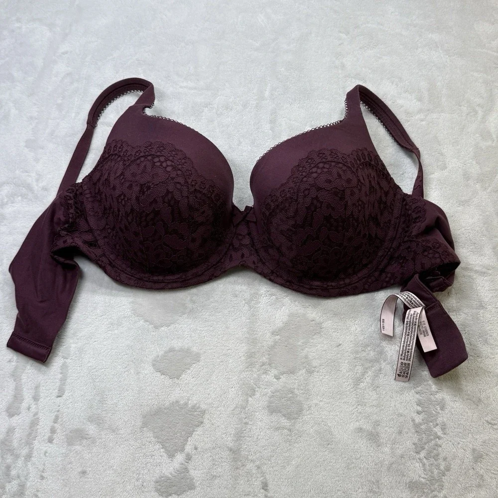 Victoria's Secret‎ Body by Victoria Bra 36DD Burgundy Lined Demi Lace